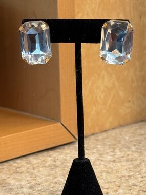 Clear Crystal Emerald-Cut Stud Earrings - Women Jewelry